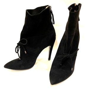 Giorgio Armani Black Suede Ankle Tie Booties